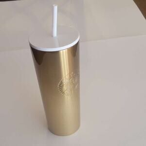 Starbucks 2019 Christmas Frosted Gold Glitter Tumbler 24oz NEW with tags